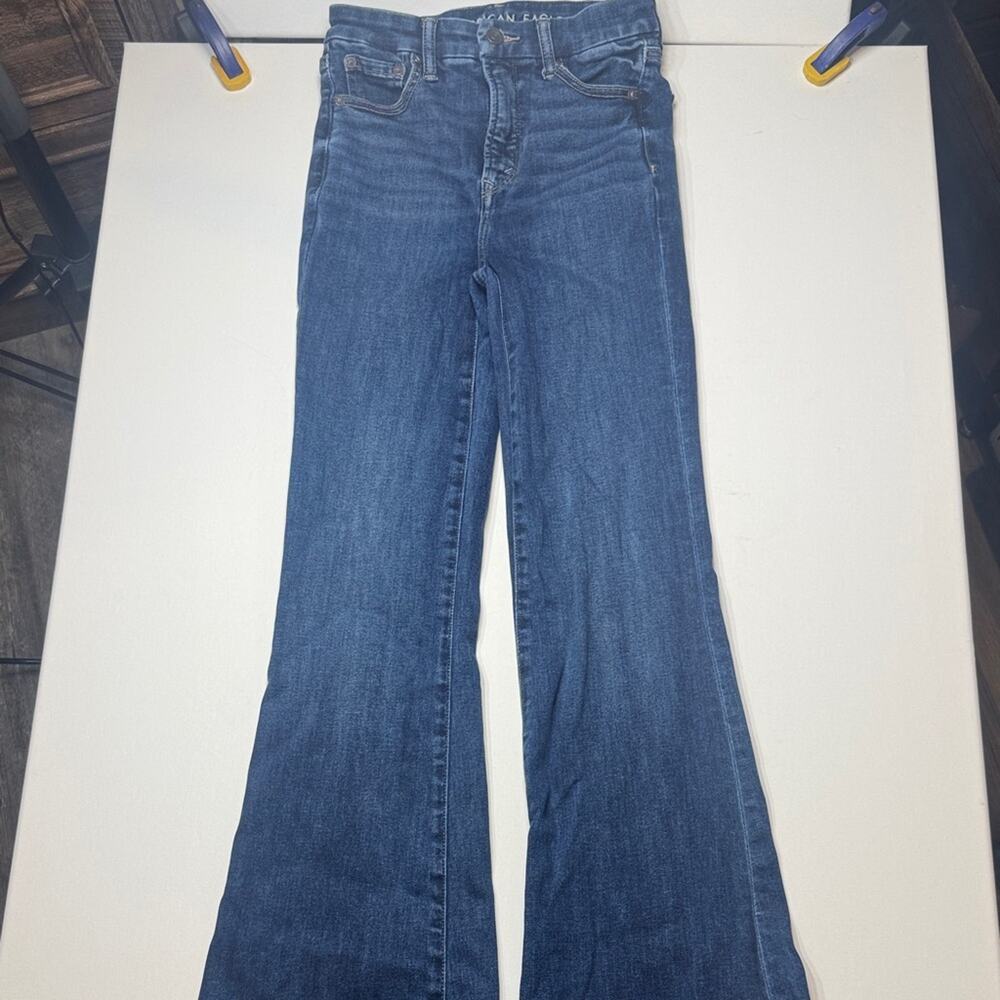 American Eagle Outfitters Blue High-Rise Flare Jeans 00 Long